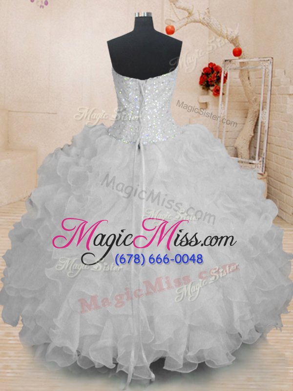 wholesale fine white sleeveless beading and ruffles floor length sweet 16 dresses