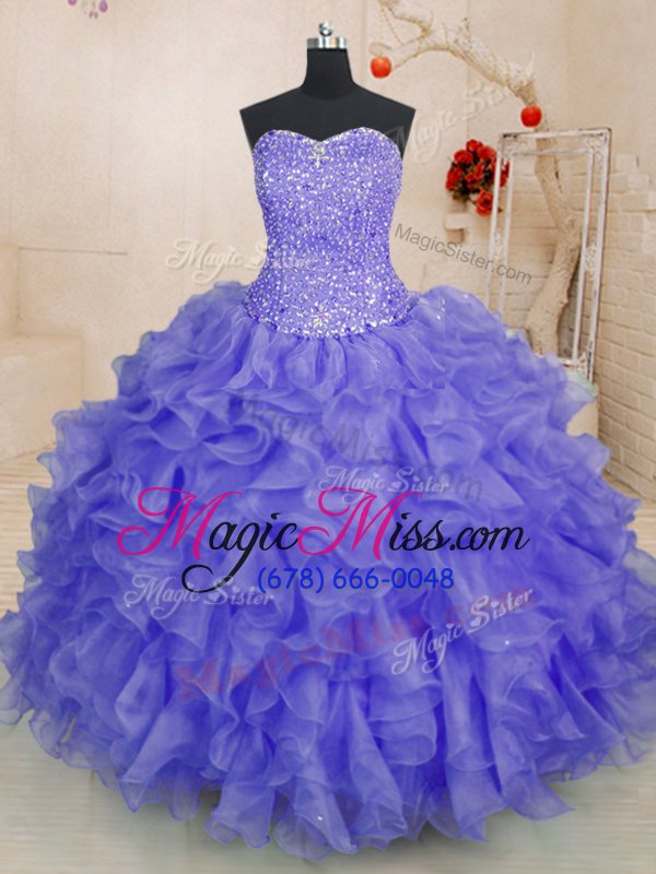 wholesale sumptuous lavender sweetheart lace up beading and ruffles sweet 16 dresses sleeveless