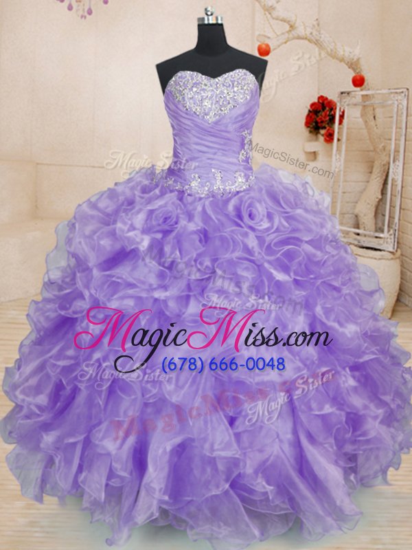 wholesale modest organza sleeveless floor length ball gown prom dress and beading and ruffles