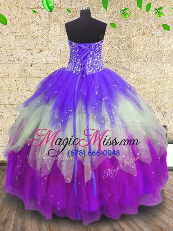 wholesale tulle sweetheart sleeveless lace up sequins quinceanera gowns in multi-color