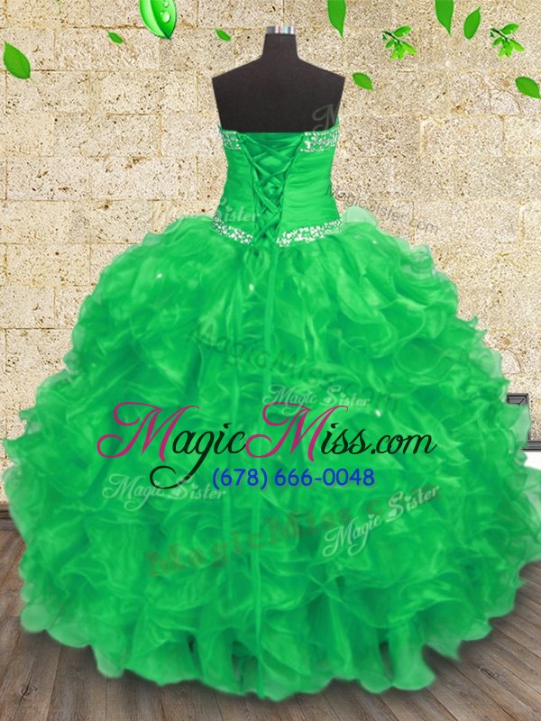 wholesale inexpensive floor length ball gowns sleeveless green quinceanera gowns lace up