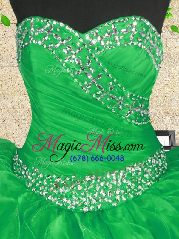 wholesale inexpensive floor length ball gowns sleeveless green quinceanera gowns lace up