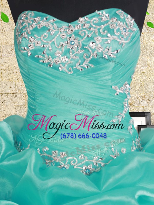 wholesale fantastic sleeveless lace up floor length beading and ruffles and ruching vestidos de quinceanera