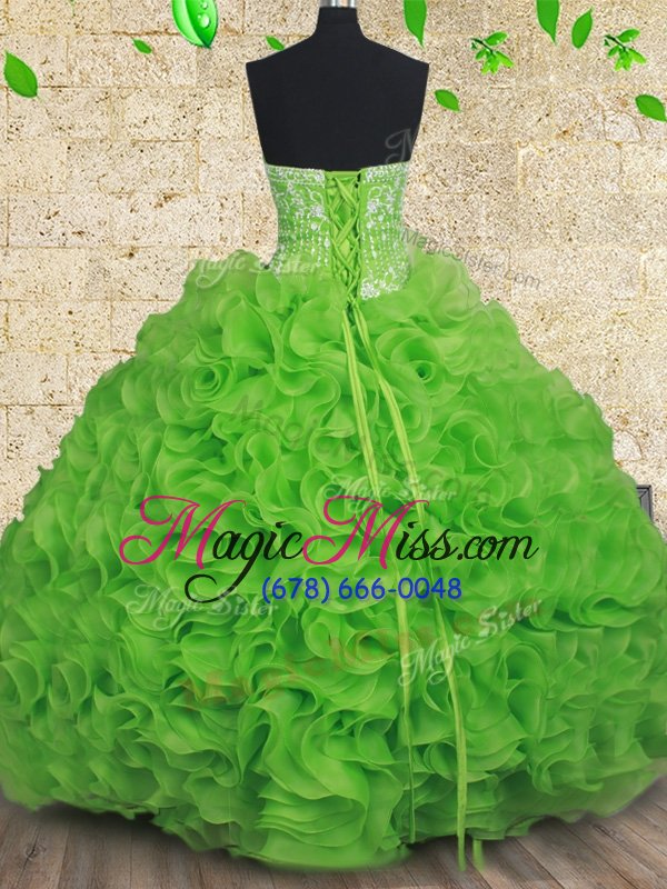 wholesale captivating sleeveless lace up floor length beading and ruffles ball gown prom dress