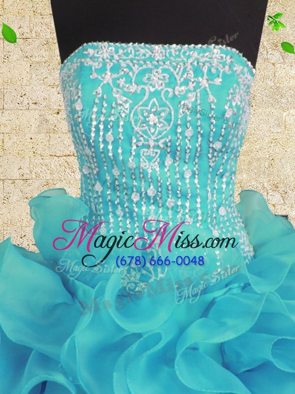wholesale dazzling sleeveless beading and ruffles lace up 15 quinceanera dress