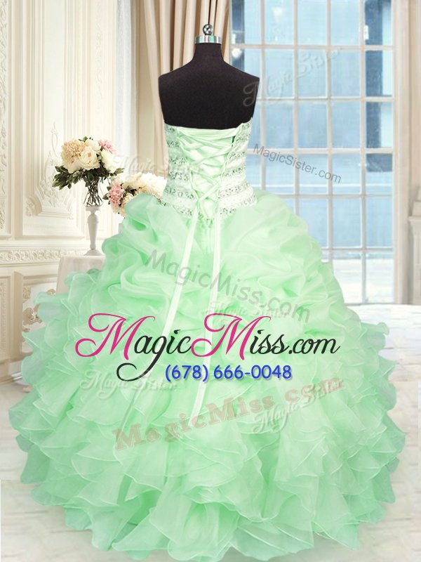 wholesale lovely floor length ball gowns sleeveless apple green ball gown prom dress lace up