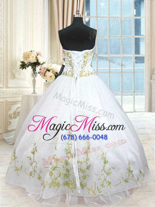 wholesale ball gowns ball gown prom dress white sweetheart organza sleeveless floor length lace up