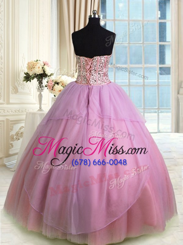 wholesale on sale beading and ruching quince ball gowns rose pink lace up sleeveless floor length