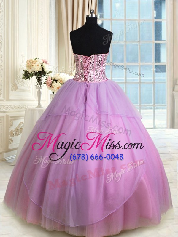 wholesale affordable three piece floor length lace up quinceanera gowns lilac and in for military ball and sweet 16 and quinceanera with beading