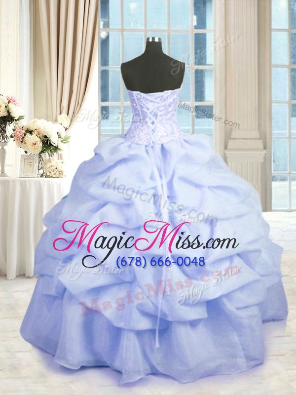 wholesale simple lavender ball gowns sweetheart sleeveless organza floor length lace up beading and ruffles sweet 16 dress