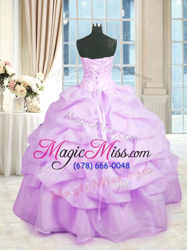wholesale fine organza sleeveless floor length quinceanera gown and beading and ruffles