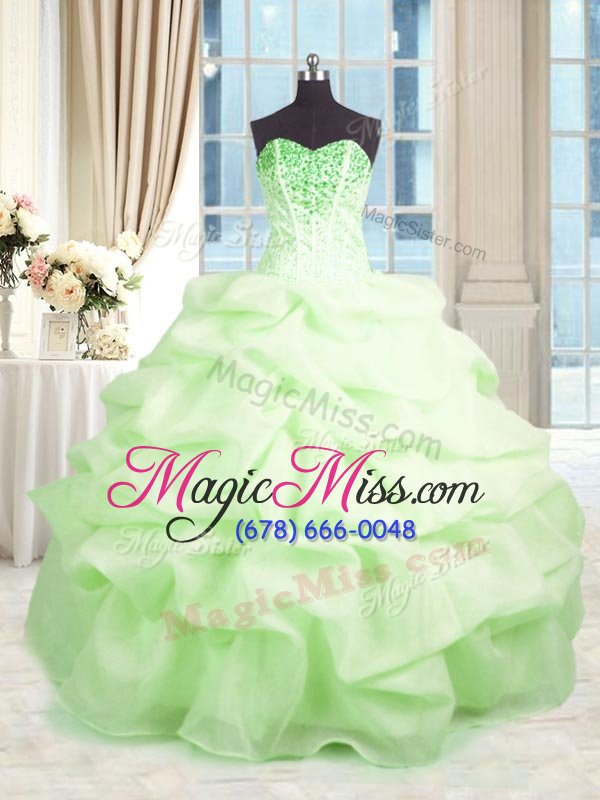 wholesale chic organza sleeveless floor length ball gown prom dress and beading and ruffles