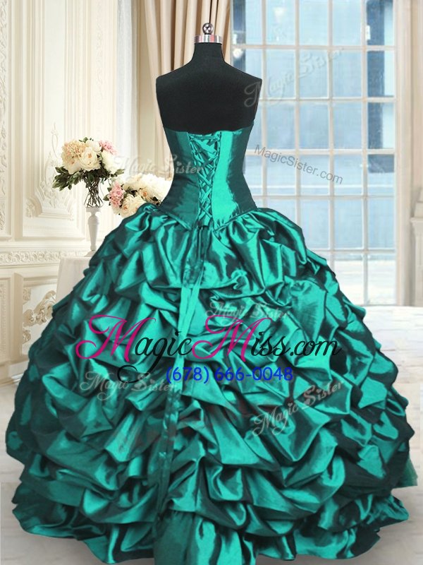 wholesale pretty turquoise quinceanera gown military ball and sweet 16 and quinceanera and for with beading and lace and appliques and ruching sweetheart sleeveless lace up