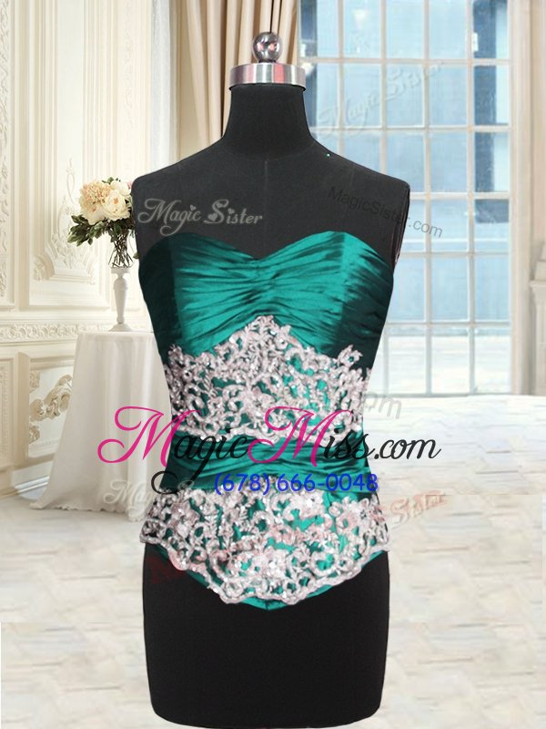 wholesale pretty turquoise quinceanera gown military ball and sweet 16 and quinceanera and for with beading and lace and appliques and ruching sweetheart sleeveless lace up