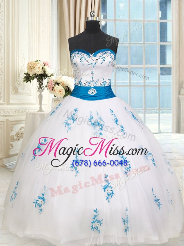 wholesale dazzling floor length white quinceanera dress sweetheart sleeveless lace up