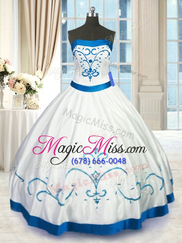 wholesale excellent white strapless lace up beading and embroidery sweet 16 dress sleeveless