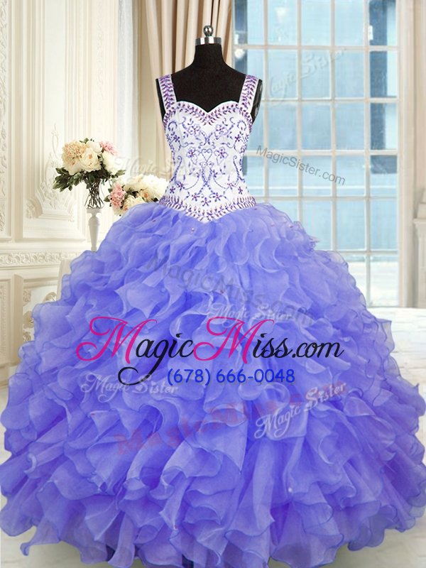 wholesale new arrival purple ball gowns sweetheart sleeveless organza floor length lace up beading and appliques and ruffles ball gown prom dress