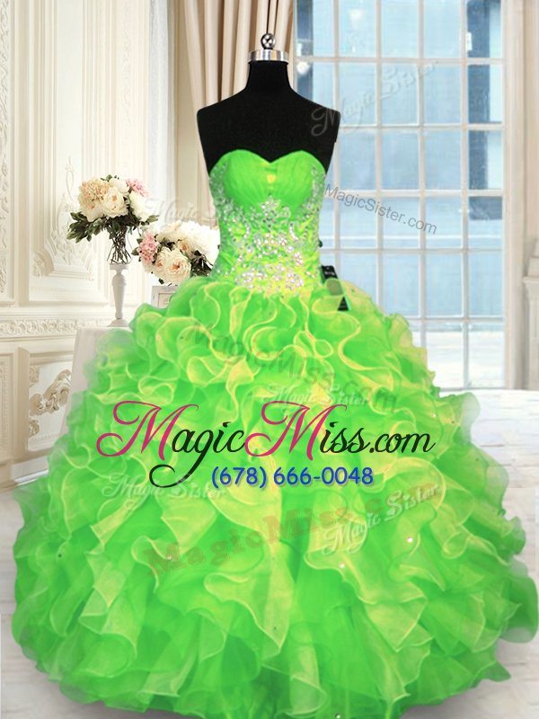 wholesale enchanting sleeveless floor length beading lace up ball gown prom dress