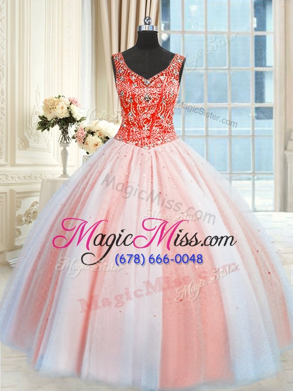 wholesale elegant multi-color quinceanera dresses military ball and sweet 16 and quinceanera and for with beading and sequins v-neck sleeveless lace up