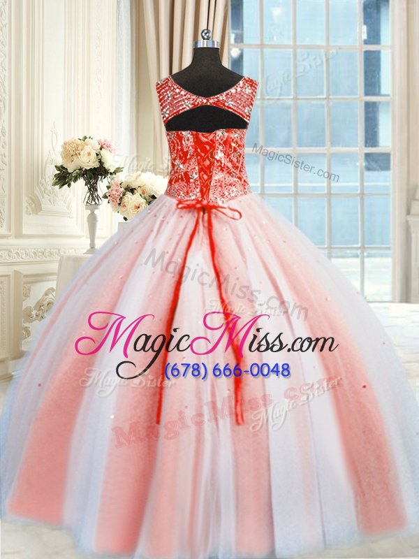 wholesale elegant multi-color quinceanera dresses military ball and sweet 16 and quinceanera and for with beading and sequins v-neck sleeveless lace up