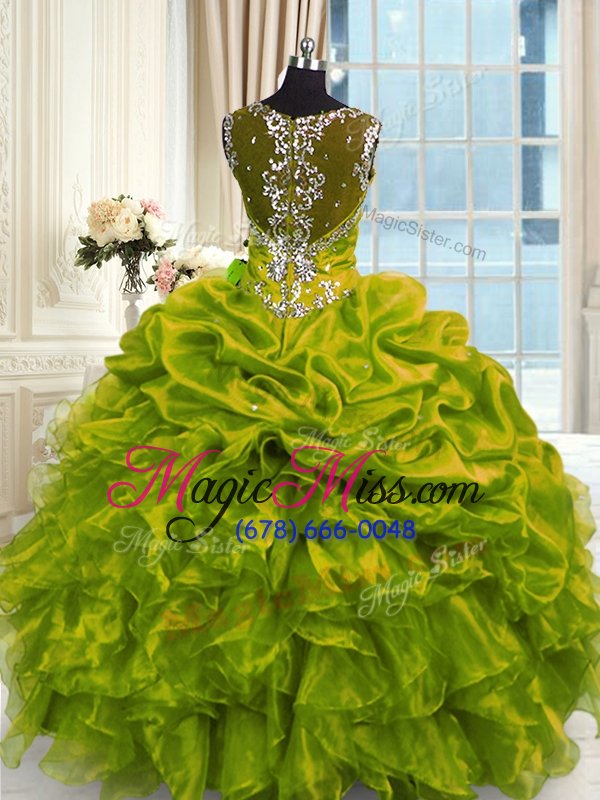 wholesale gorgeous beading quinceanera gowns olive green lace up sleeveless floor length