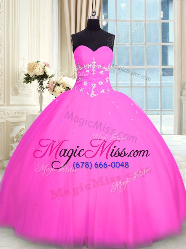 wholesale latest appliques ball gown prom dress pink lace up sleeveless floor length