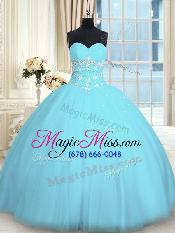 wholesale gorgeous floor length light blue sweet 16 quinceanera dress sweetheart sleeveless lace up