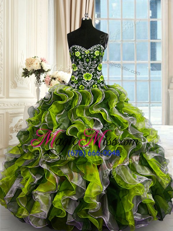 wholesale classical sweetheart sleeveless lace up quinceanera dress multi-color organza