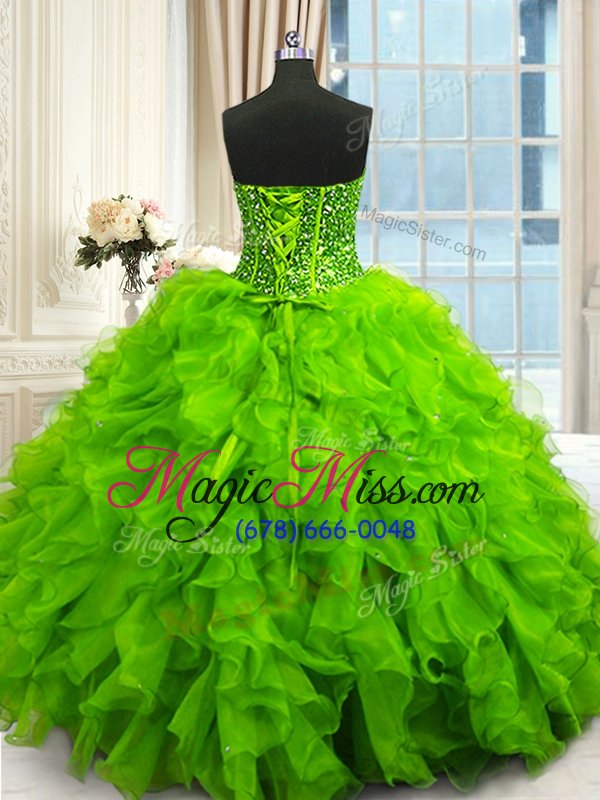 wholesale discount sweetheart neckline beading and ruffles and sequins 15 quinceanera dress sleeveless lace up