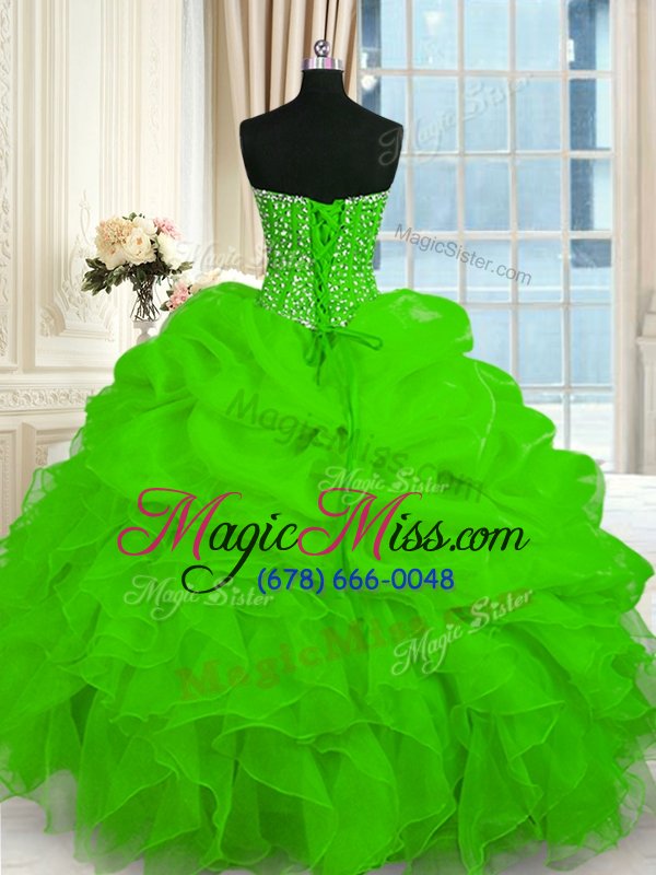 wholesale traditional sweetheart sleeveless organza sweet 16 dresses beading and ruffles lace up