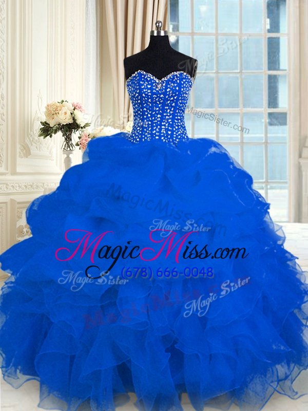 wholesale high end sleeveless lace up floor length beading and ruffles vestidos de quinceanera