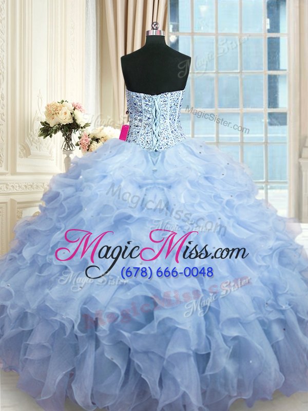wholesale custom designed sequins ball gowns 15th birthday dress lavender sweetheart organza sleeveless floor length lace up