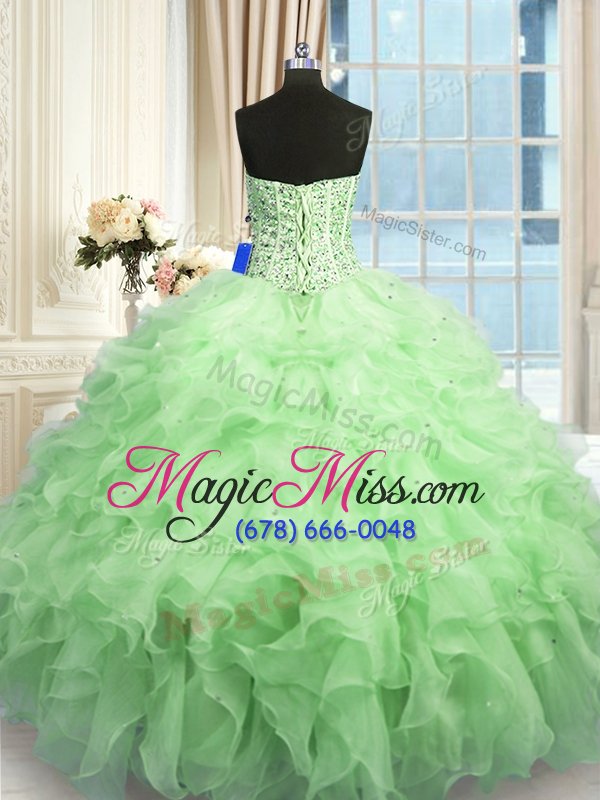 wholesale ideal organza sleeveless floor length sweet 16 quinceanera dress and beading and ruffles