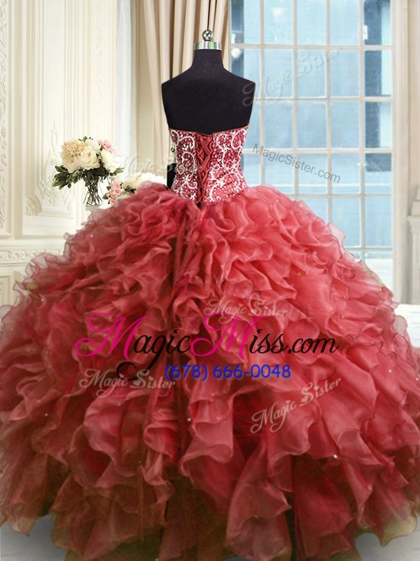 wholesale superior sleeveless lace up floor length beading and ruffles sweet 16 quinceanera dress