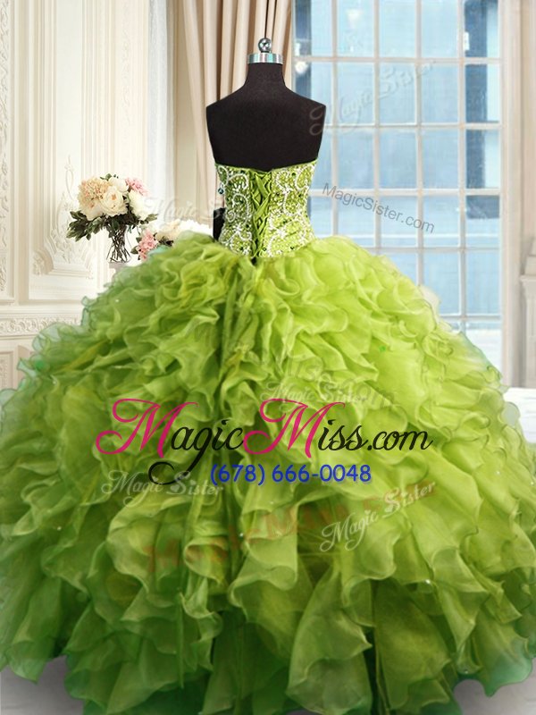 wholesale luxurious olive green vestidos de quinceanera military ball and sweet 16 and quinceanera and for with beading and ruffles sweetheart sleeveless lace up