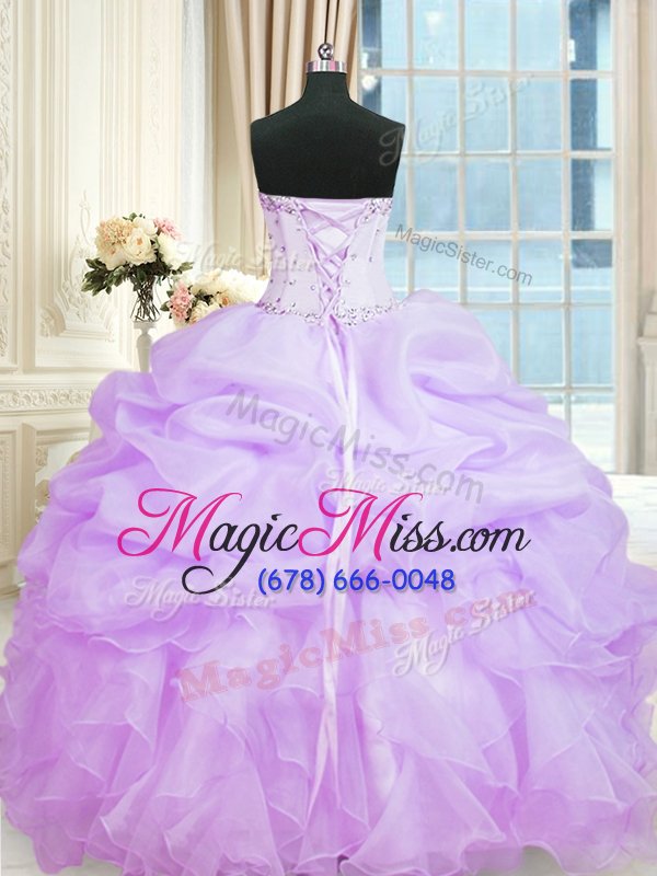 wholesale charming organza sweetheart sleeveless lace up beading and ruffles quinceanera dresses in lavender