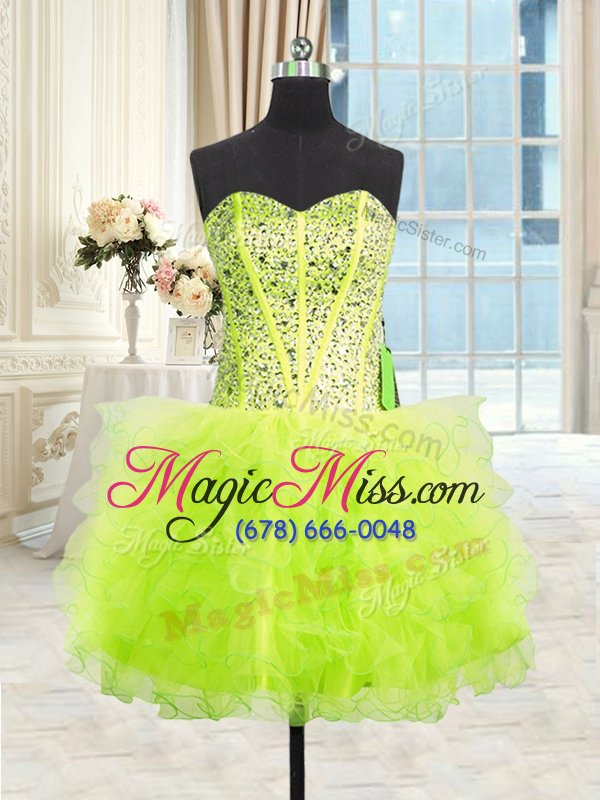 wholesale enchanting three piece sleeveless lace up floor length beading and ruffles sweet 16 quinceanera dress