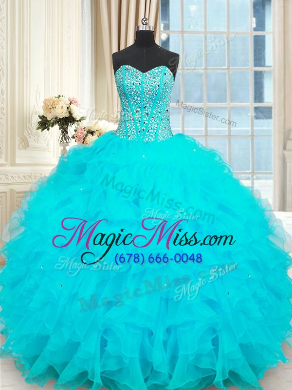 wholesale traditional ball gowns quinceanera dress baby blue strapless organza sleeveless floor length lace up