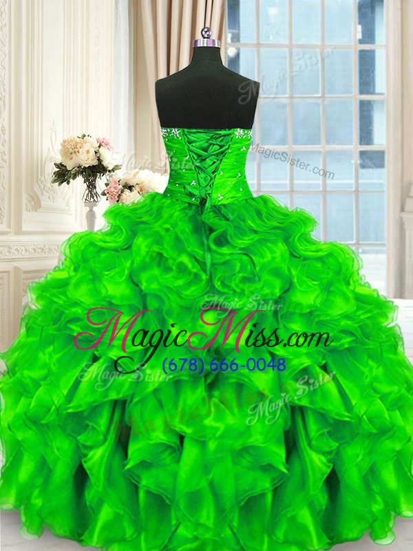 wholesale beauteous four piece sweetheart sleeveless quinceanera gown floor length beading and ruffles and ruching organza