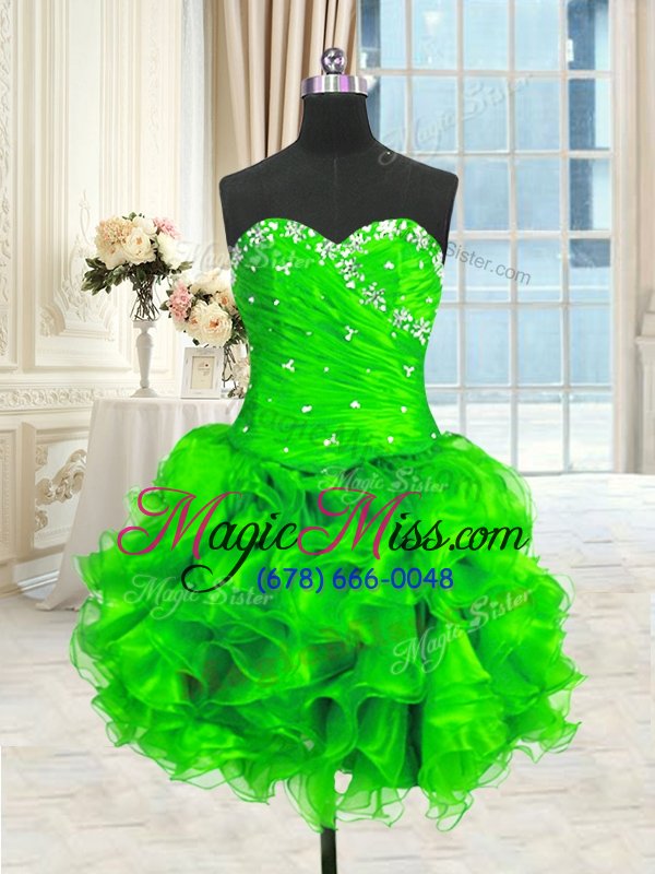 wholesale beauteous four piece sweetheart sleeveless quinceanera gown floor length beading and ruffles and ruching organza