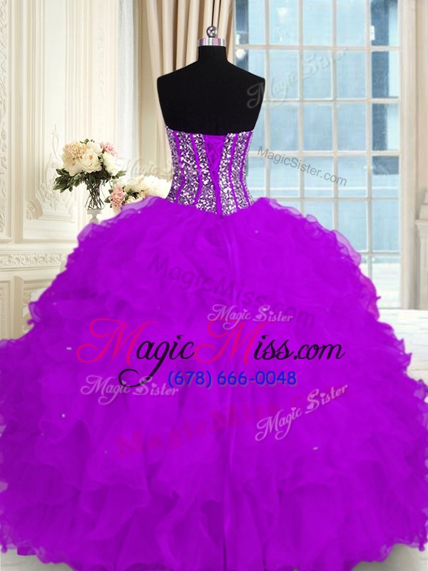 wholesale purple quinceanera dresses military ball and sweet 16 and quinceanera and for with beading and ruffles sweetheart sleeveless lace up