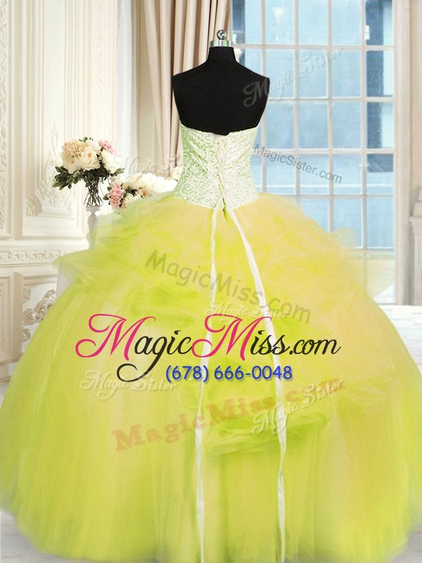wholesale vintage floor length lace up sweet 16 dresses yellow green and in for military ball and sweet 16 and quinceanera with beading and ruffles