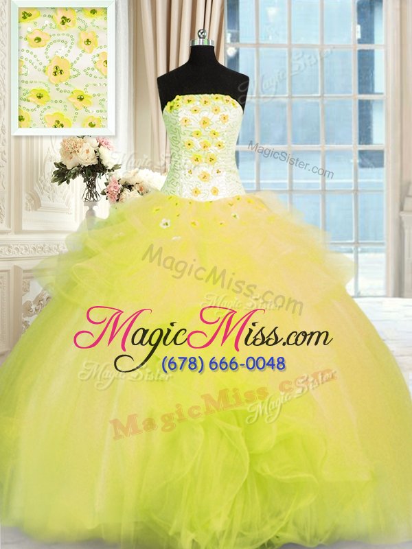 wholesale vintage floor length lace up sweet 16 dresses yellow green and in for military ball and sweet 16 and quinceanera with beading and ruffles