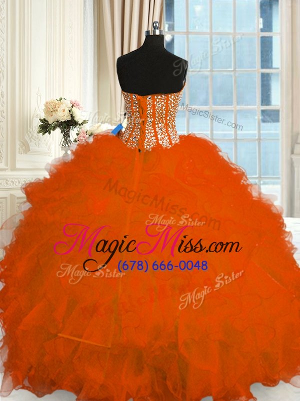 wholesale excellent floor length orange sweet 16 dress sweetheart sleeveless lace up