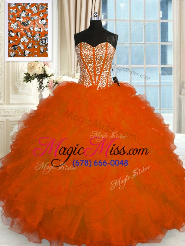 wholesale excellent floor length orange sweet 16 dress sweetheart sleeveless lace up