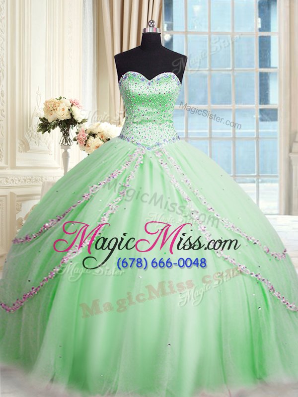 wholesale adorable sweetheart lace up beading and appliques quinceanera gowns court train sleeveless