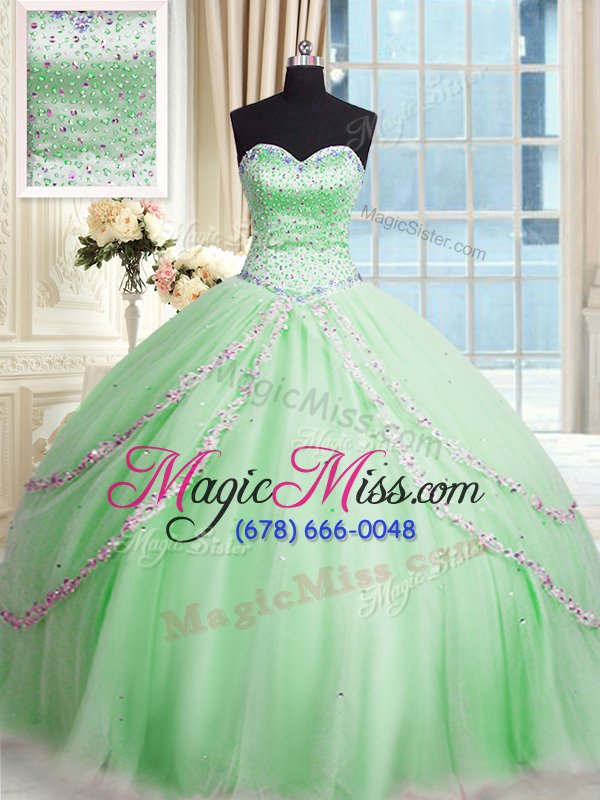 wholesale adorable sweetheart lace up beading and appliques quinceanera gowns court train sleeveless