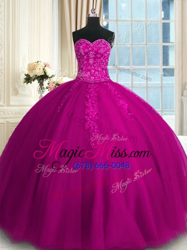 wholesale fantastic sleeveless lace up floor length appliques and embroidery ball gown prom dress
