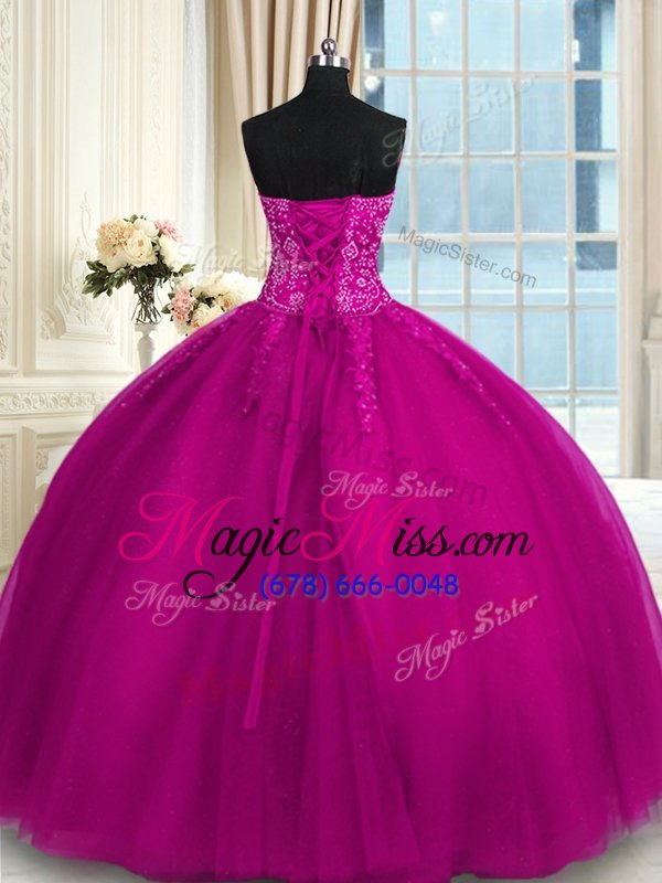 wholesale fantastic sleeveless lace up floor length appliques and embroidery ball gown prom dress