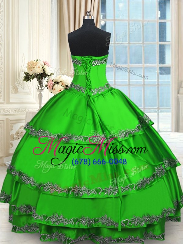 wholesale trendy ruffled floor length green vestidos de quinceanera sweetheart sleeveless lace up